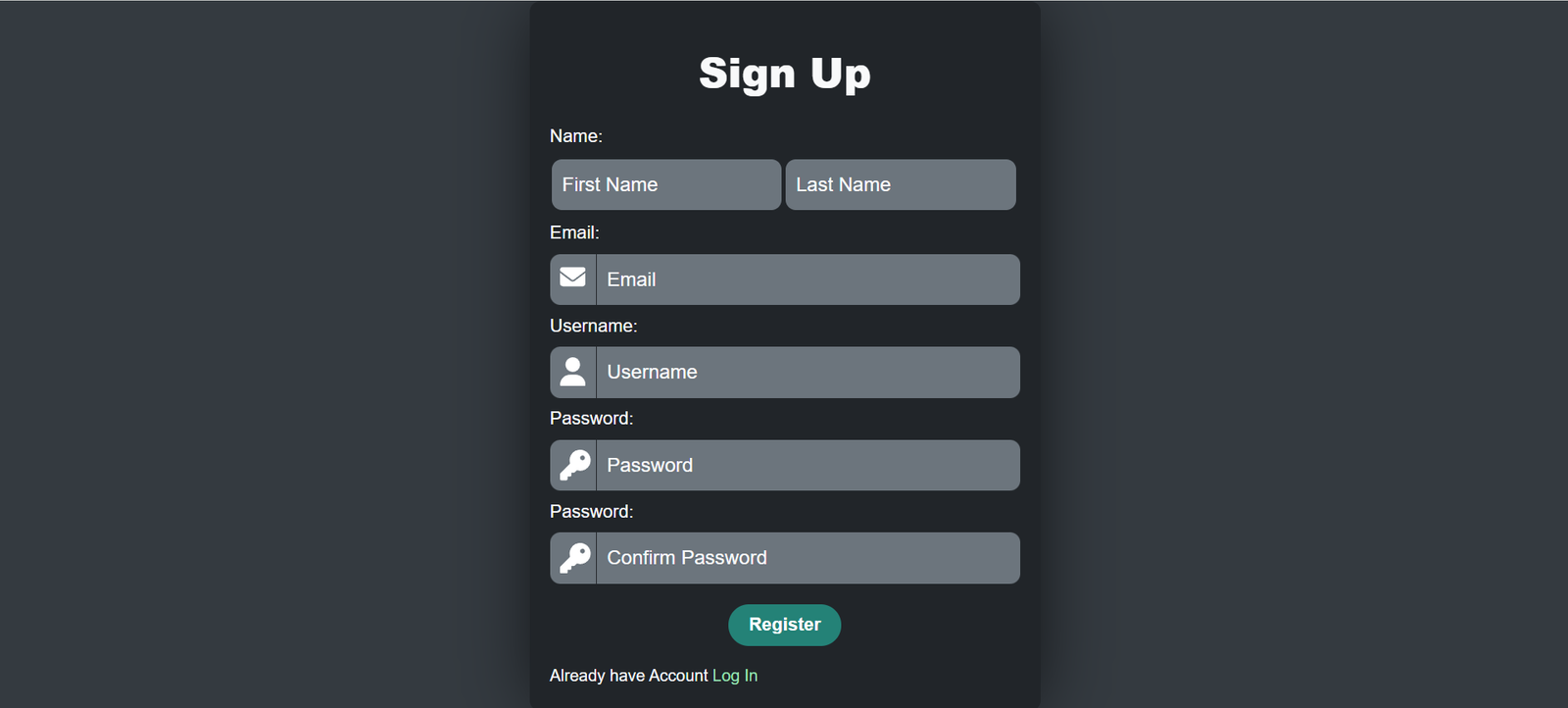 Register Screenshot